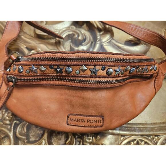 Marta Ponti Leather Crossbody – Bedazzled Boho Belt Bag Vibes - Picture 1 of 10